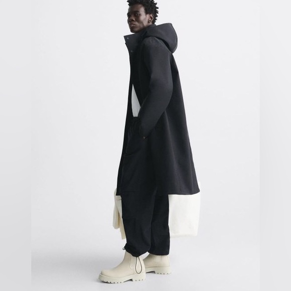 Zara Technical Water Repellent Parka Black 8281/885 Men's - Picture 11 of 14